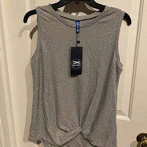 IWOLLENCE Women's Waffle Knit Tunic Casual Blouse Sleeveless Cute Twist Knot